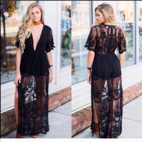 Honey punch black romper/maxi - Picture 2 of 4